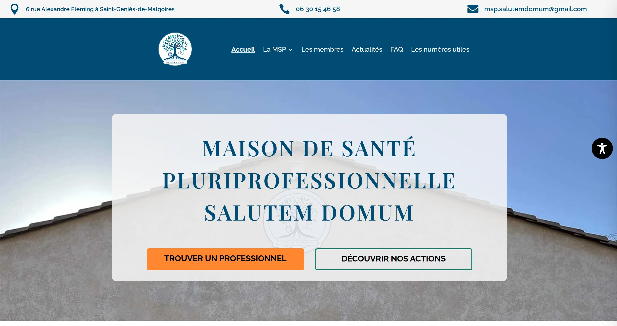 Extrait de la page d'accueil du site de la Maison de Santé Pluriprofessionnelle